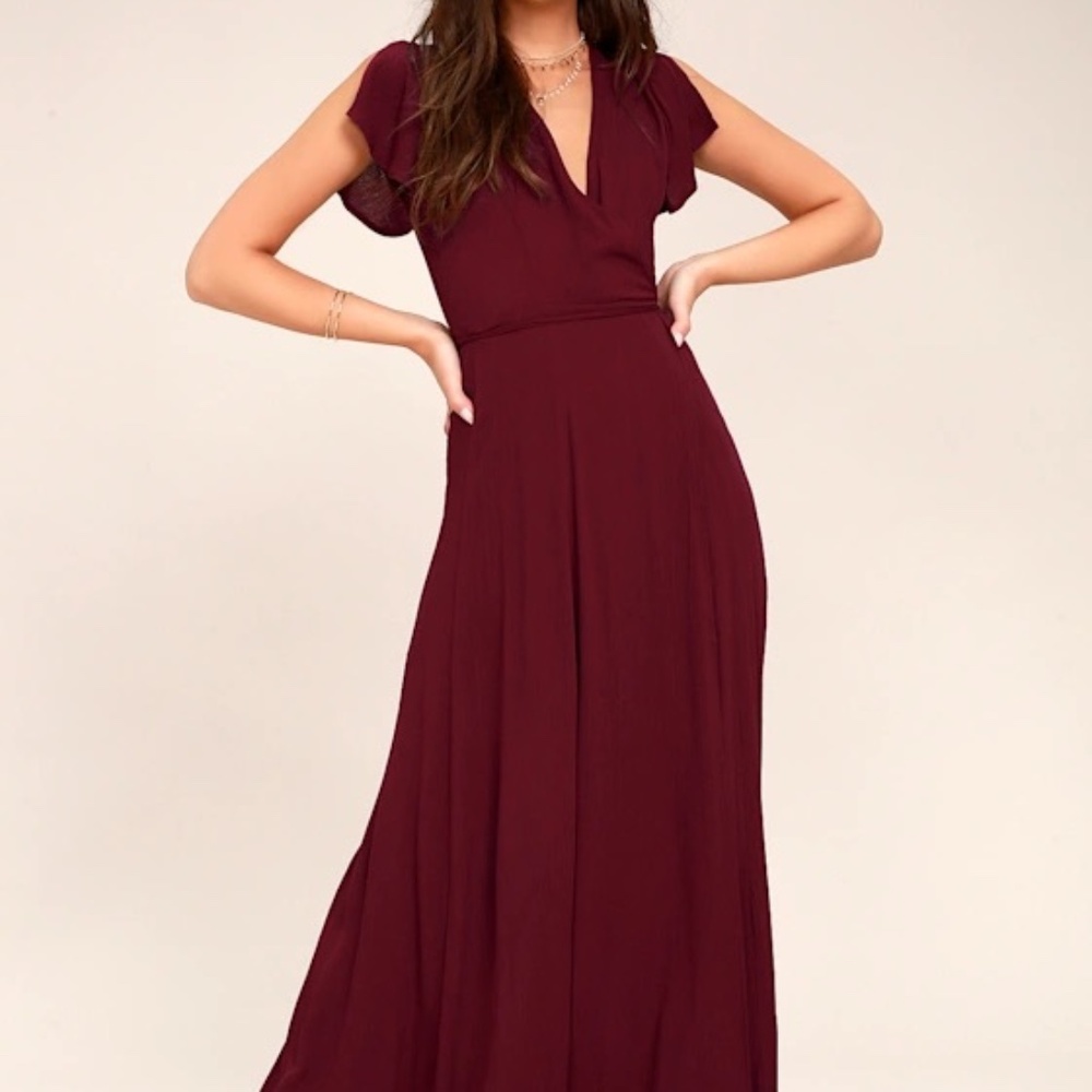 Lulu's, Burgundy maxi wrap dress, Size small